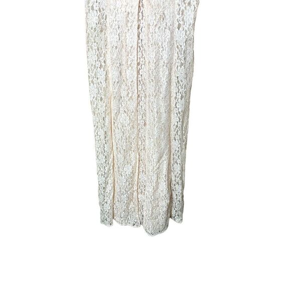 Vintage Dawn Joy 80s/90s Light Pink Lace Coquette Cottagecore Lace Maxi Dress Si - Picture 3 of 15